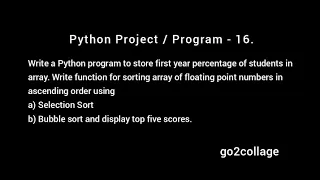 EP 16 Language Python Program Project I go2collage