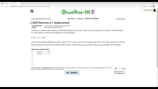 Exercise 2 1 displacement Java Tutorial Practice-It