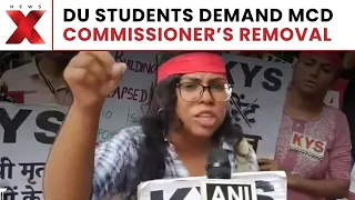 DU Students Protest Over Satya Niketan Building Collapse, Demand Removal Of Mcd Commissioner