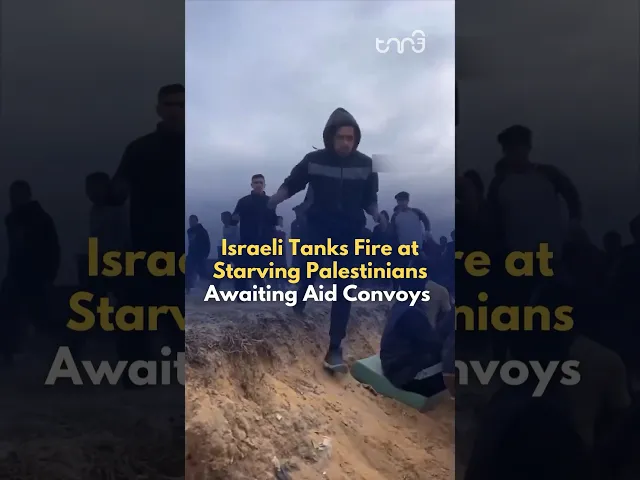 ⁣Israeli tanks began firing at starving Palestinians awaiting aid convoys in Gaza killing many. #news