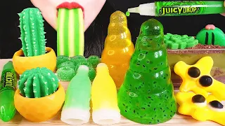 ASMR EDIBLE CACTI, DRINKING SOUNDS, GUMMY CANDY, JELLO, WAX BOTTLES, CHOCOLATE お菓子 젤리 EATING SOUNDS