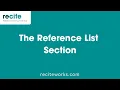 Reference List Section