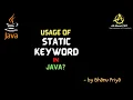 Static Keyword in Java lec 29 Java Tutorial BhanuPriya