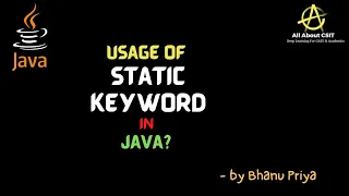 Static Keyword in Java lec 29 Java Tutorial BhanuPriya