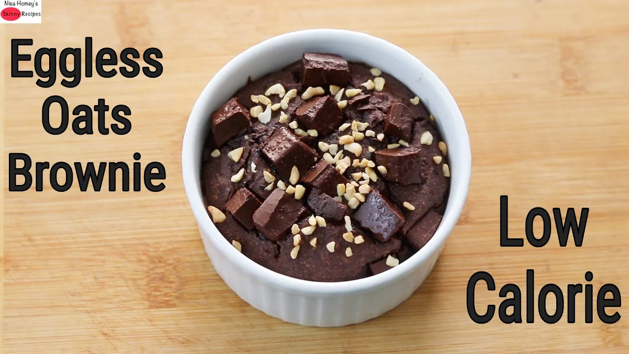 Eggless Oats Brownie - Chocolate Brownie Baked Oats - 150 Calories Only - No Sugar   Skinny Recipes