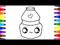 How to paint Cute yogurt Bottle Easy and Simple Coloring pages for kids