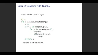Speeding up Python code with Numba