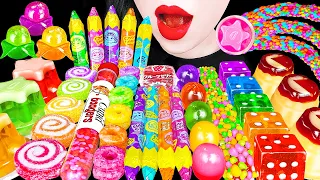 ASMR EDIBLE PENCIL, FRUITS GUMMY, DICE CANDY 무지개 디저트 먹는 색연필, 닉클립 과일구미 먹방 RAINBOW DESSERTS MUKBANG