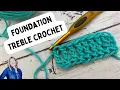 How to Foundation Treble Crochet SLOW INSTRUCTIONS Treble Crochet Chainless Foundation Stitch