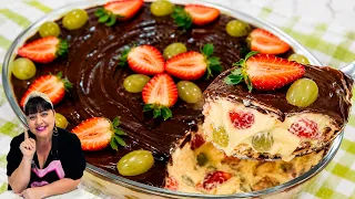 BOMBOM ABERTO NA TRAVESSA DE MORANGO E UVA - O MAIS CREMOSO QUE VOCÊ JÁ FEZ! TAMANHO FAMÍLIA