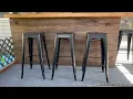 YOUNIKE Metal Barstools Set of 4 Counter Height Bar Stools 24 Inches Indoor Outdoor Patio Home Kitch