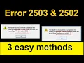 Installer has encountered an unexpected error 2503 fix - How to fix error code 2503 and 2502