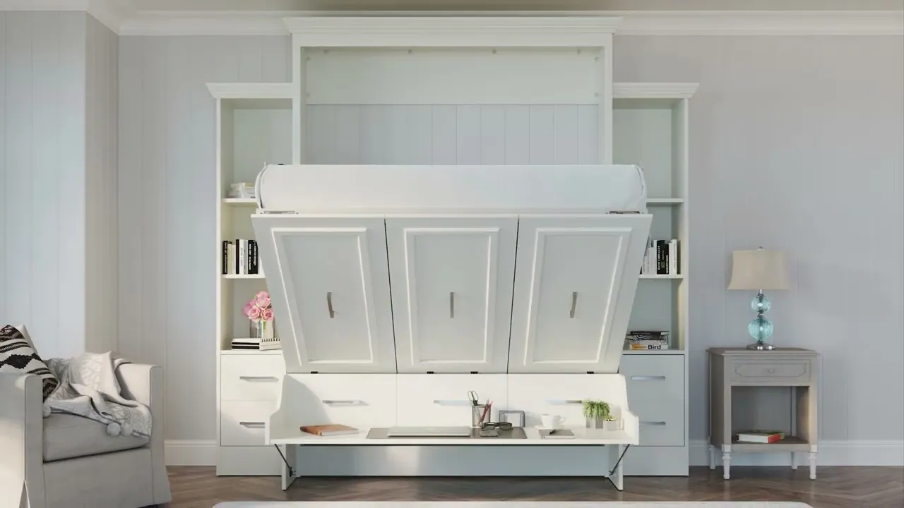 Lit Escamotable Aegis avec Bureau et Rangement Intégré - Grand