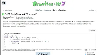 Java Practice It 4 22 countE char errors if statement Strings for loop