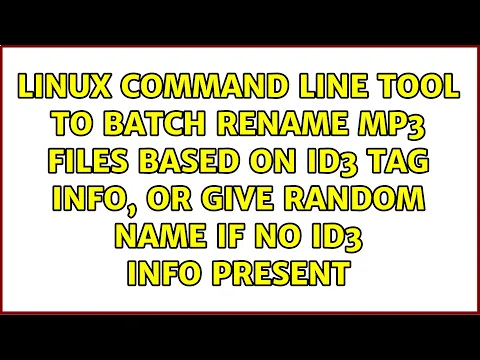 Download MP3 Linux command line tool to batch rename MP3 files based on ID3 tag info,