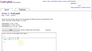 Codingbat - firstLast6 Java