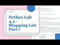 Python Lesson 4 4 Lab - Shopping Cart Part 1