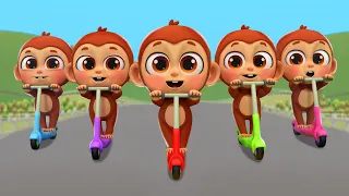 Five Little Monkeys Jumping On The Bed 🐵 | Funny Bunny - Nursery Rhymes & Kids Songs 🌟