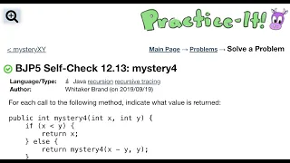 Java Practice It Self-Check 12 13 mystery4 recursion recursive training