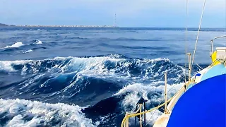 CAUGHT in a HUGE WHIRLPOOL of Messina Strait, NIGHT passage to Lipari Islands and WINDY anchorage.
