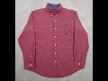 CHAPS Mens Button Down Shirt Large Regular Long Sleeve Red White Blue Plaid 0224
