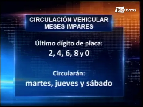 Circulación vehicular con restricción desde el 13 de septiembre con modificación mensual