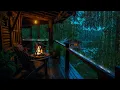 Download Lagu Treehouse Balcony in the Rain ⛈️| Fireplace Ambience \u0026 Nature Sounds for Stress Relief and Sleep