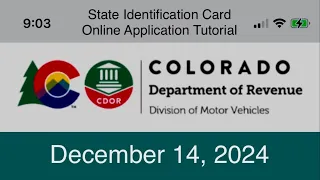 Colorado myDMV Online Services State ID Card Online Application Tutorial - December 14 2024