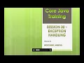 Core Java Training Exception Handling