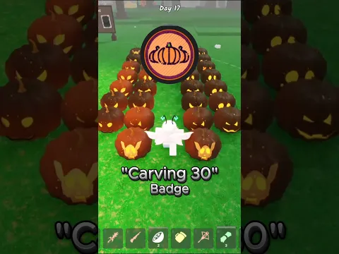 Carving 30 Pumpkin Badge Tutorial 🎃 99 nights in the forest #99nightintheforest #99nights #roblox