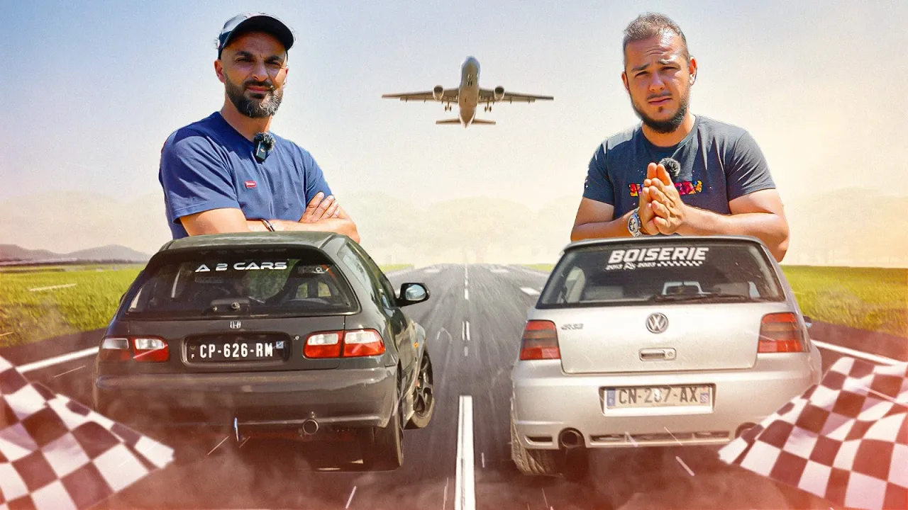 Civic turbo VS ma Golf R32 sur une piste d'avion !
