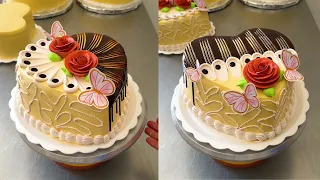 como decorar tortas en forma de corazon con rosas y chocolate