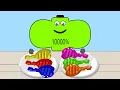 Low battery overcharged by eating rainbow chicken leg piece Asmr eating sounds Mukbang animation
