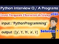 Python Interview Questions in Tamil Solve Python Programs Least Frequent Character in String