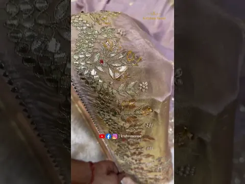 🔥ऐसी Tissue Saree पहले कभी नहीं देखी होगी! Pure Handwork by Krishna Saree ✨ #onlineshopping #saree