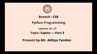 Python Programming Tuples Part-2 AKTU Digital Education