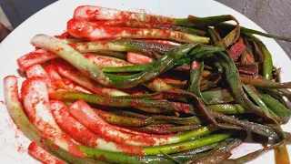 مقبلات كورية كيمتشي متبل البصل الاخضر أطيب وصفه كورية 