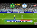 Brazil vs Argentina - Penalty Shootout | Final Copa America 2024 | Messi vs Vinicius | PES Gameplay
