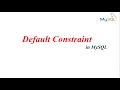 MySQL Tutorial Default Constraint