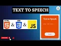 Text to Speech Converter HTML CSS and JS Mini Projects