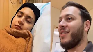 ردة فعل عصومي لحظة رؤية شقيقته جني مقدام وهي مريضه في المستشفي .. مقدرش يمسك دموعه .