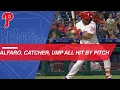 Hitter Jorge Alfaro catcher Matt Wieters and the umpire all hit by Stephen Strasburg s pitch