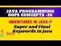 Super and Final keyword in java Super keyword in Inheritances and Final keywords usage in Realtime