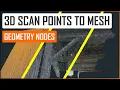 Procedural 3d scan points cloud to mesh in Geometry nodes - Blender tutorial ENG