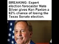 BREAKING Expert election forecaster Nate Silver gives Ken Paxton a 62 chance of losing
