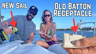 Brand New Mainsail… But we have to DRILL HOLES  in it?! ep115   HD 1080p