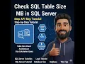 Check SQL Table Size in MB in SQL Server Step-by-Step Tutorial