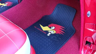 Universal Fit Rubber Floor Mats with Hot Rod Logos Rat Fink Mr Horsepower Mooneyes