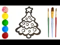 Glitter Christmas Tree coloring pages for kids Learn colors 3D animation Learn English