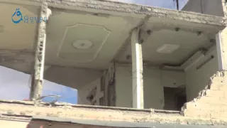 وكالة قاسيون  ريف دمشق منزل مدمر بلا أعمدة وجدران  في الغوطة الشرقية           دندنها